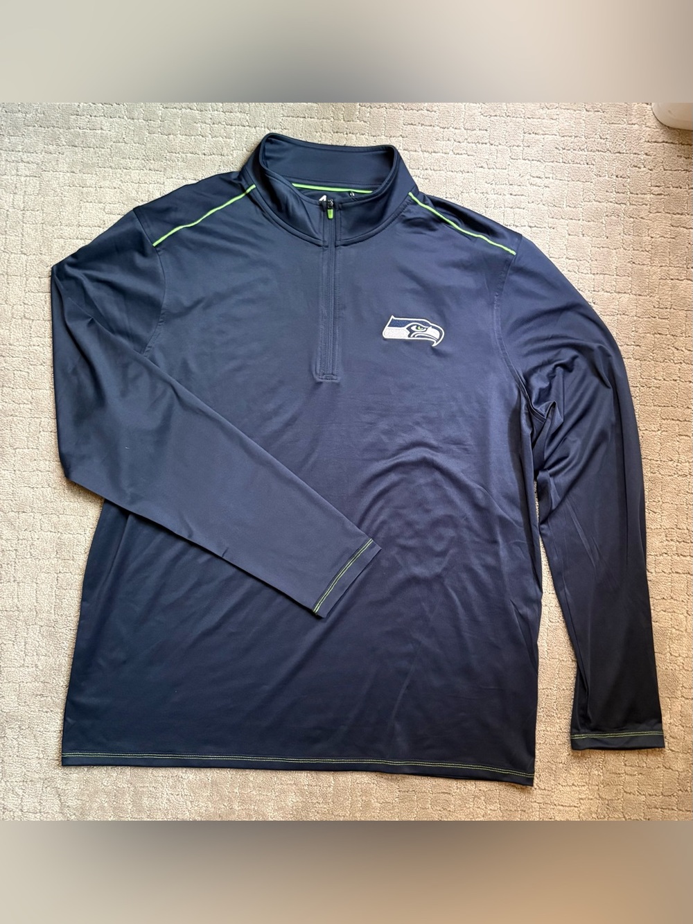 Antigua NFL Seattle Seahawks Navy Performance Quarter-Zip Lightweight Pullover - Picture 2 of 6